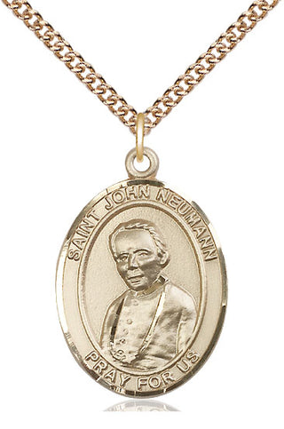 14kt Gold Saint John Neumann Medal Engraved Catholic Saint Jewelry
