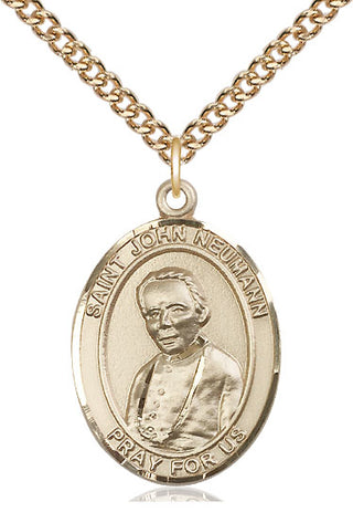 14kt Gold Saint John Neumann Medal Engraved Catholic Saint Jewelry