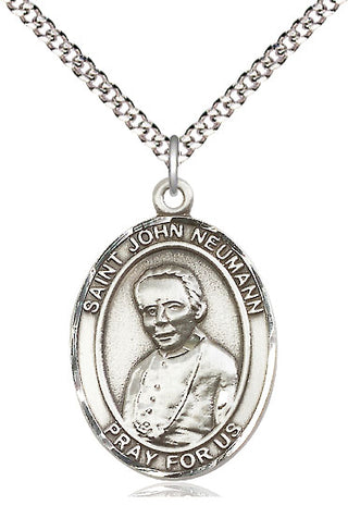 Pewter Saint John Neumann Medal Catholic Jewelry Engraved Catholic Saint Jewelry
