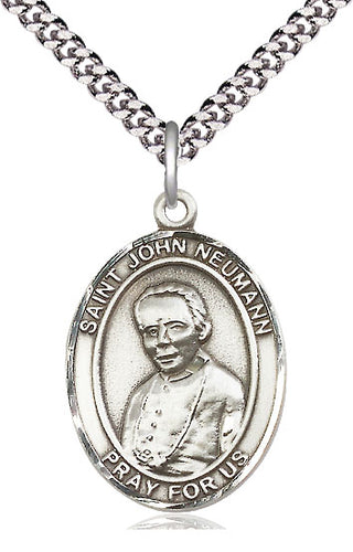 Pewter Saint John Neumann Medal Catholic Jewelry Engraved Catholic Saint Jewelry