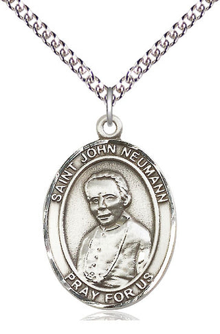 Sterling Silver Saint John Neumann Medal Catholic Jewelry Engraved Catholic Saint Jewelry