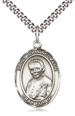 Sterling Silver Saint John Neumann Medal Catholic Jewelry Engraved Catholic Saint Jewelry