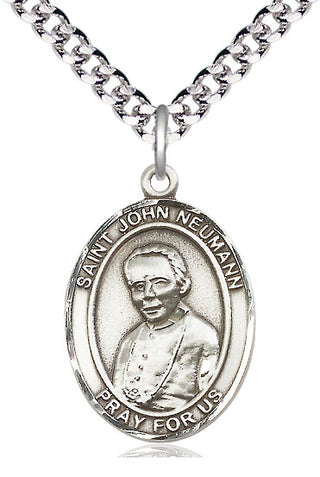 Sterling Silver Saint John Neumann Medal Catholic Jewelry Engraved Catholic Saint Jewelry