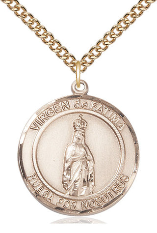 14kt Gold Filled Virgen de Fatima Medal Catholic Jewelry Engraved Catholic Saint Jewelry