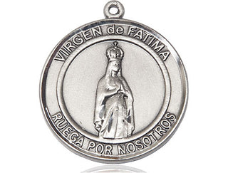 Pewter Virgen de Fatima Medal Engraved Catholic Saint Jewelry