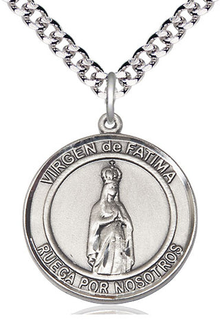 Pewter Virgen de Fatima Medal Catholic Jewelry Engraved Catholic Saint Jewelry