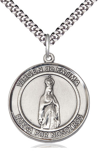 Sterling Silver Virgen de Fatima Medal Catholic Jewelry Engraved Catholic Saint Jewelry