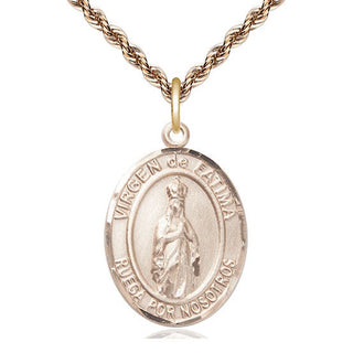 14kt Gold Filled Virgen de Fatima Medal Catholic Jewelry Engraved Catholic Saint Jewelry