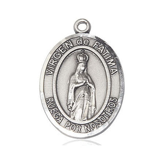 Pewter Virgen de Fatima Medal Engraved Catholic Saint Jewelry