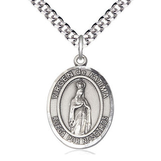 Pewter Virgen de Fatima Medal Catholic Jewelry Engraved Catholic Saint Jewelry