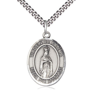 Pewter Virgen de Fatima Medal Catholic Jewelry Engraved Catholic Saint Jewelry
