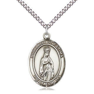 Sterling Silver Our Lady of Fatima Medal Catholic Jewelry Engraved Catholic Saint Jewelry