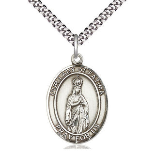 Sterling Silver Our Lady of Fatima Medal Catholic Jewelry Engraved Catholic Saint Jewelry