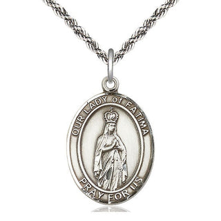 Sterling Silver Our Lady of Fatima Medal Catholic Jewelry Engraved Catholic Saint Jewelry