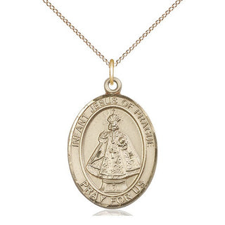 14kt Gold Filled Infant of Prague Medal Catholic Jewelry Engraved Catholic Saint Jewelry