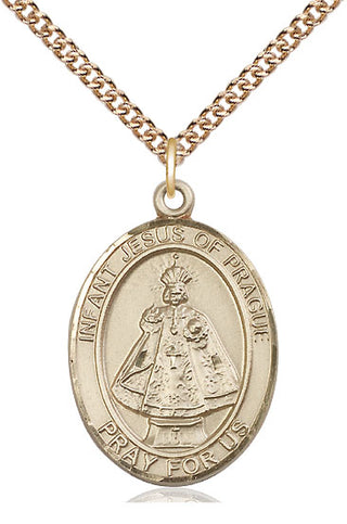 14kt Gold Filled Infant of Prague Medal Catholic Jewelry Engraved Catholic Saint Jewelry