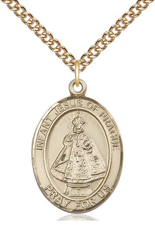 14kt Gold Filled Infant of Prague Medal Catholic Jewelry Engraved Catholic Saint Jewelry