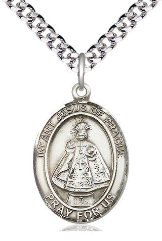 Pewter Infant of Prague Medal Catholic Jewelry Engraved Catholic Saint Jewelry