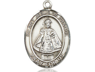 Sterling Silver Infant of Prague Medal Engraved Catholic Saint Jewelry