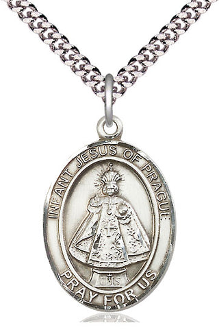 Sterling Silver Infant of Prague Medal Catholic Jewelry Engraved Catholic Saint Jewelry