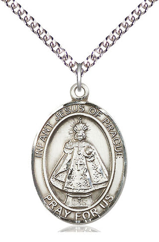 Sterling Silver Infant of Prague Medal Catholic Jewelry Engraved Catholic Saint Jewelry