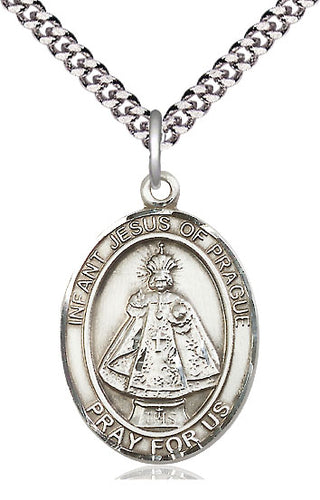 Sterling Silver Infant of Prague Medal Catholic Jewelry Engraved Catholic Saint Jewelry