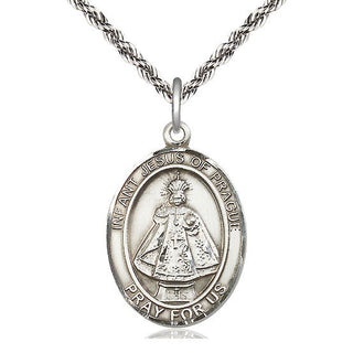Sterling Silver Infant of Prague Medal Catholic Jewelry Engraved Catholic Saint Jewelry