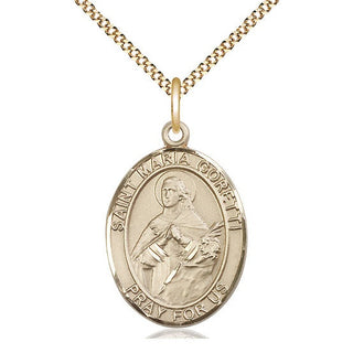 14kt Gold Filled Saint Maria Goretti Medal Catholic Jewelry Engraved Catholic Saint Jewelry