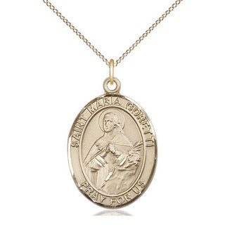 14kt Gold Filled Saint Maria Goretti Medal Catholic Jewelry Engraved Catholic Saint Jewelry