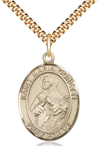 14kt Gold Filled Saint Maria Goretti Medal Catholic Jewelry Engraved Catholic Saint Jewelry