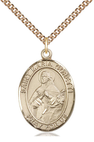 14kt Gold Filled Saint Maria Goretti Medal Catholic Jewelry Engraved Catholic Saint Jewelry