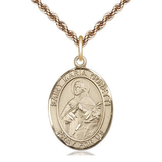 14kt Gold Filled Saint Maria Goretti Medal Catholic Jewelry Engraved Catholic Saint Jewelry