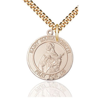 14kt Gold Filled Saint Maria Goretti Medal Catholic Jewelry Engraved Catholic Saint Jewelry