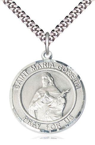 Pewter Saint Maria Goretti Medal Catholic Jewelry Engraved Catholic Saint Jewelry