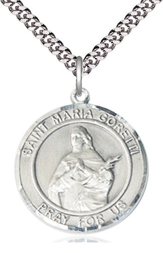 Pewter Saint Maria Goretti Medal Catholic Jewelry Engraved Catholic Saint Jewelry
