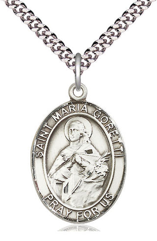 Sterling Silver Saint Maria Goretti Medal Catholic Jewelry Engraved Catholic Saint Jewelry