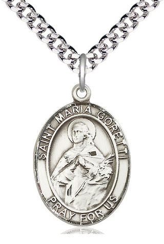 Sterling Silver Saint Maria Goretti Medal Catholic Jewelry Engraved Catholic Saint Jewelry