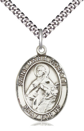 Sterling Silver Saint Maria Goretti Medal Catholic Jewelry Engraved Catholic Saint Jewelry