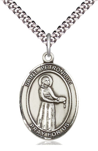 Pewter Saint Petronille Medal Catholic Jewelry Engraved Catholic Saint Jewelry