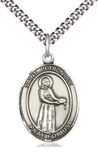 Sterling Silver Saint Petronille Medal Catholic Jewelry Engraved Catholic Saint Jewelry