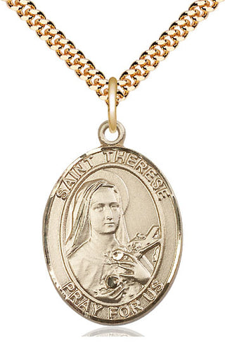 14kt Gold Filled Saint Therese of Lisieux Medal Catholic Jewelry Engraved Catholic Saint Jewelry