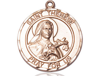 14kt Gold Saint Therese of Lisieux Medal Engraved Catholic Saint Jewelry