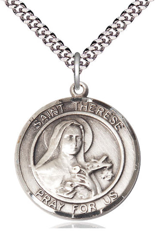 Pewter Saint Therese of Lisieux Medal Catholic Jewelry Engraved Catholic Saint Jewelry