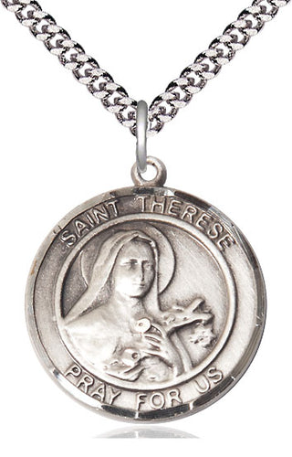 Pewter Saint Therese of Lisieux Medal Catholic Jewelry Engraved Catholic Saint Jewelry