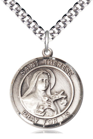 Sterling Silver Saint Therese of Lisieux Medal Catholic Jewelry Engraved Catholic Saint Jewelry