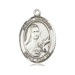 Sterling Silver Saint Therese of Lisieux Medal Catholic Jewelry Engraved Catholic Saint Jewelry
