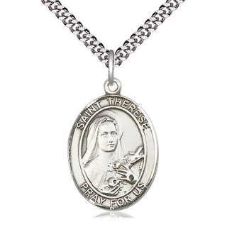 Sterling Silver Saint Therese of Lisieux Medal Catholic Jewelry Engraved Catholic Saint Jewelry