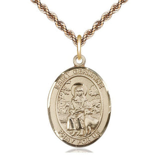14kt Gold Filled Saint Germaine Cousin Medal Catholic Jewelry Engraved Catholic Saint Jewelry