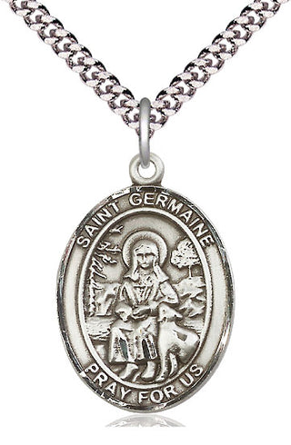 Pewter Saint Germaine Cousin Medal Catholic Jewelry Engraved Catholic Saint Jewelry