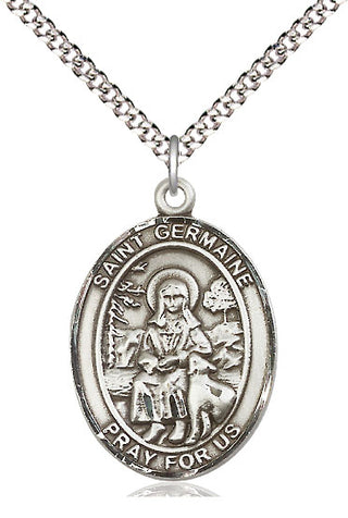 Pewter Saint Germaine Cousin Medal Catholic Jewelry Engraved Catholic Saint Jewelry